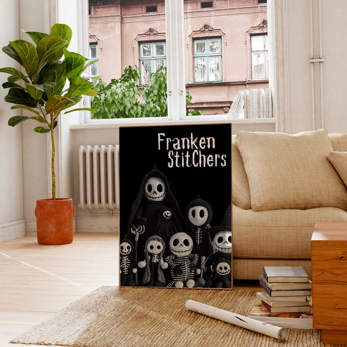 Crochet Lovers Halloween inspiration wall art cute halloween print black white spooky halloween decor funny digital download