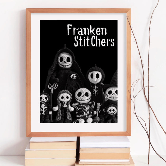 Crochet Lovers Halloween inspiration wall art cute halloween print black white spooky halloween decor funny digital download