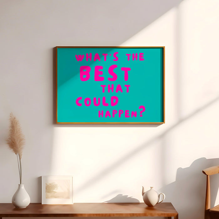 Positive quote dopamine decor pink turquoise poster funky 70s wall art digital artwork printable girly dorm room trendy digital download