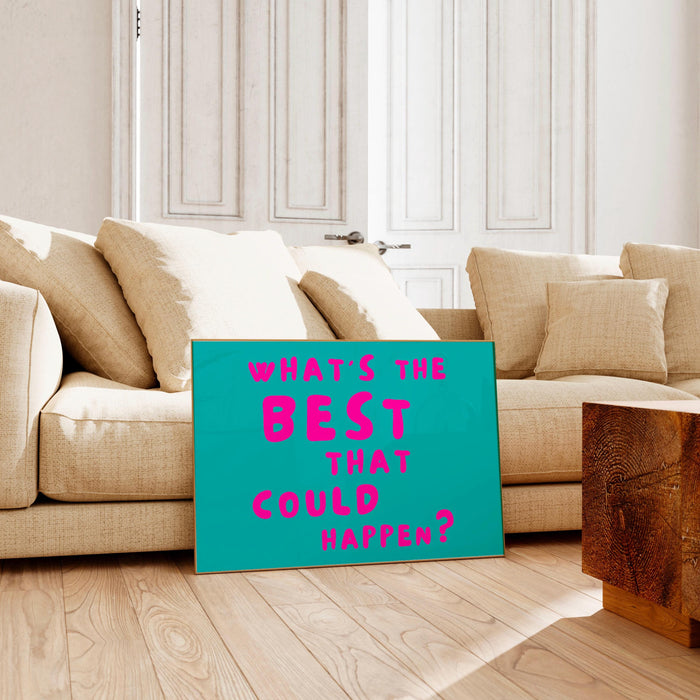Positive quote dopamine decor pink turquoise poster funky 70s wall art digital artwork printable girly dorm room trendy digital download