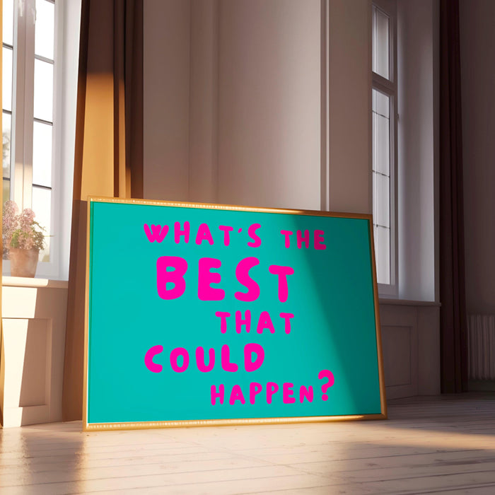 Positive quote dopamine decor pink turquoise poster funky 70s wall art digital artwork printable girly dorm room trendy digital download