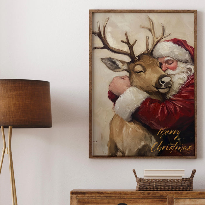 Retro Santa Christmas Art Christmas Reindeer Print Holiday Printable Xmas Wall Art Seasonal Wall Art Christmas Wall Decor Santa Printable