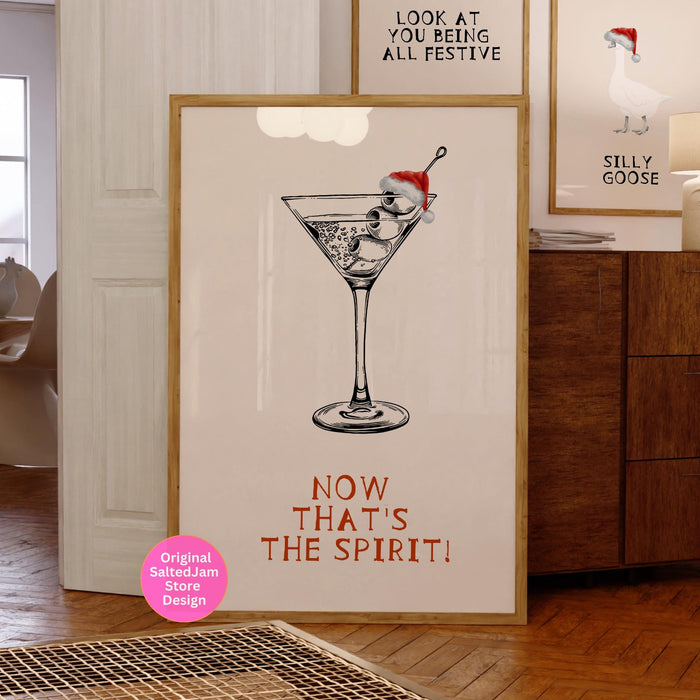 Funny Christmas Bar Cart Art Aesthetic Kitchen Decor Cute Kitchen Wall Art Print Retro Martini Prints Cocktail Minimalist Poster Printable