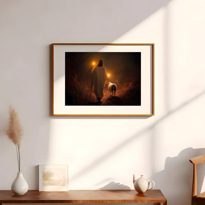 Jesus Leaves The 99 Oil Painting Wall Art Printable Jesus Poster Bible Verse Wall Art Christian Gift for Mom Jesus Print Digital Download