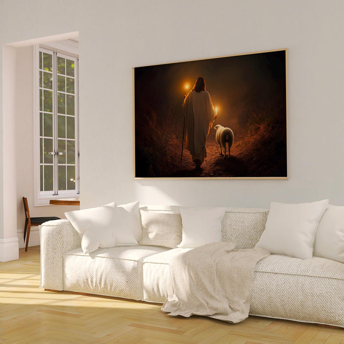 Jesus Leaves The 99 Oil Painting Wall Art Printable Jesus Poster Bible Verse Wall Art Christian Gift for Mom Jesus Print Digital Download
