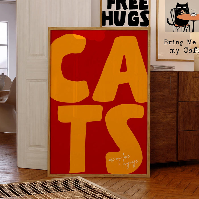 Cat Digital Wall Art Print, Funny Cat Poster, Cat Lover Gift  Funky Maximalist Dopamine Large Trendy Retro Cat Wall Art Digital Artwork