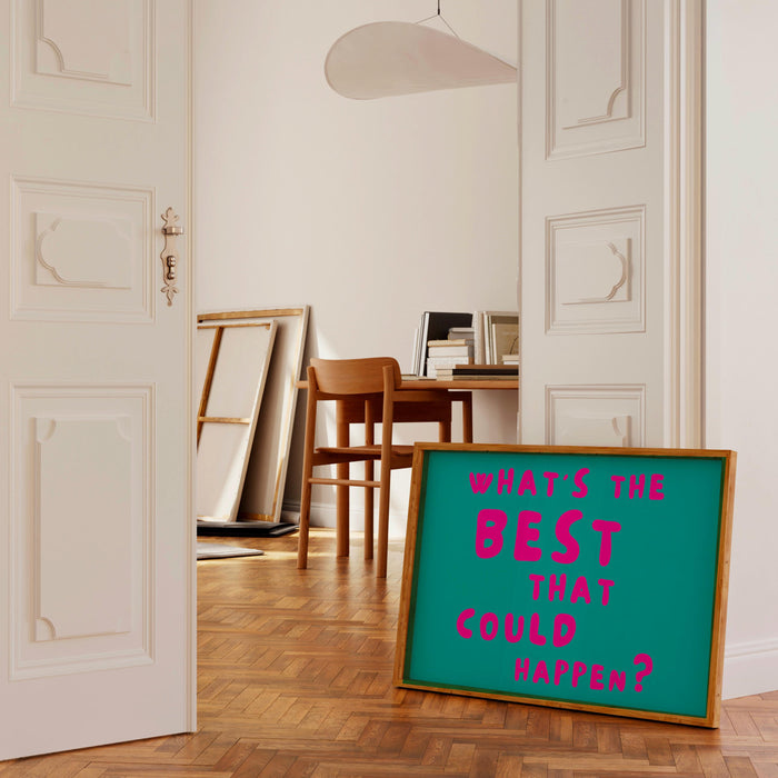 Positive quote dopamine decor pink turquoise poster funky 70s wall art digital artwork printable girly dorm room trendy digital download