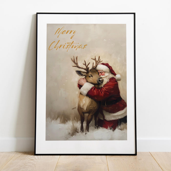 Retro Santa Christmas Art Christmas Reindeer Print Holiday Printable Xmas Wall Art Seasonal Wall Art Christmas Wall Decor Santa Printable
