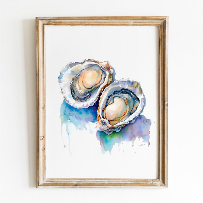 Oyster Painting Colorful Pastel Abstract Coastal Beach House Wall Art Seashells Print Summer Oyster Shell Kitchen Print Digital Art Set of 3