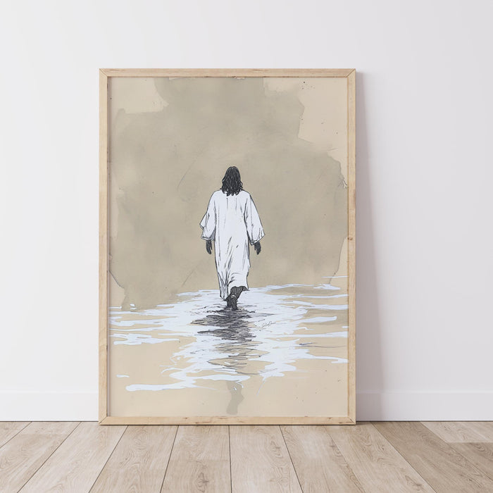 Jesus Christ Walking on Water Christian Art Digital Jesus Portrait I Will Walk With Christ LDS Jesus Bible Verse Wall Art Digital Print