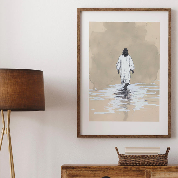 Jesus Christ Walking on Water Christian Art Digital Jesus Portrait I Will Walk With Christ LDS Jesus Bible Verse Wall Art Digital Print