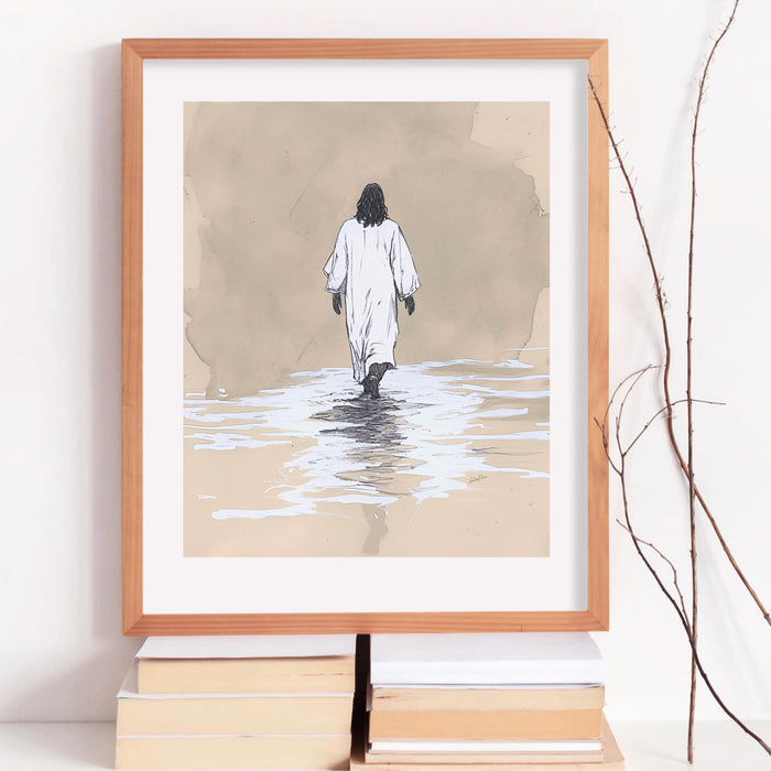 Jesus Christ Walking on Water Christian Art Digital Jesus Portrait I Will Walk With Christ LDS Jesus Bible Verse Wall Art Digital Print