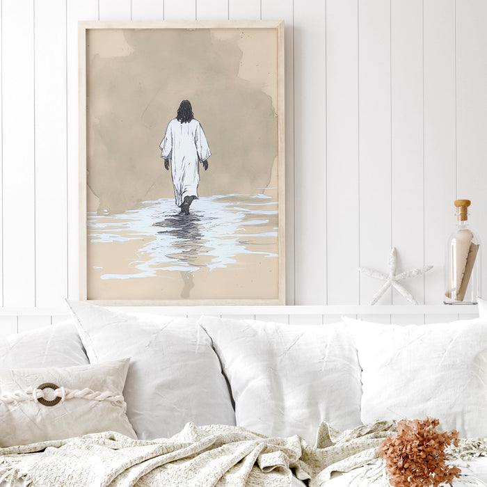 Jesus Christ Walking on Water Christian Art Digital Jesus Portrait I Will Walk With Christ LDS Jesus Bible Verse Wall Art Digital Print