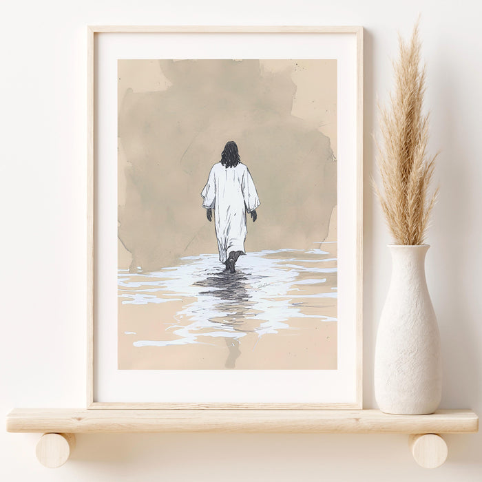 Jesus Christ Walking on Water Christian Art Digital Jesus Portrait I Will Walk With Christ LDS Jesus Bible Verse Wall Art Digital Print