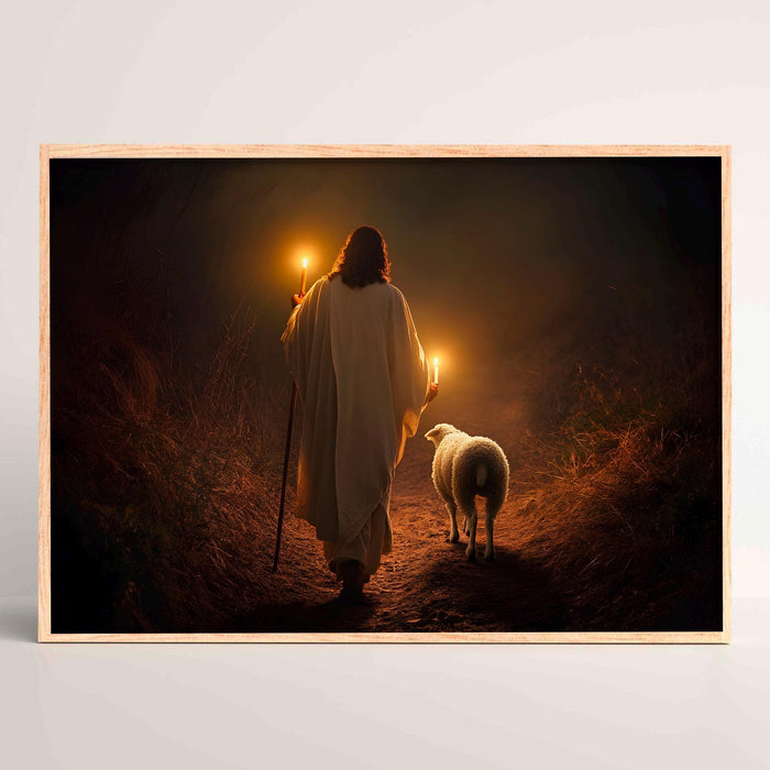 Jesus Leaves The 99 Oil Painting Wall Art Printable Jesus Poster Bible Verse Wall Art Christian Gift for Mom Jesus Print Digital Download