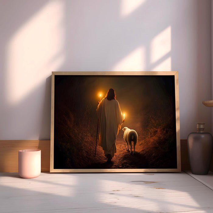 Jesus Leaves The 99 Oil Painting Wall Art Printable Jesus Poster Bible Verse Wall Art Christian Gift for Mom Jesus Print Digital Download