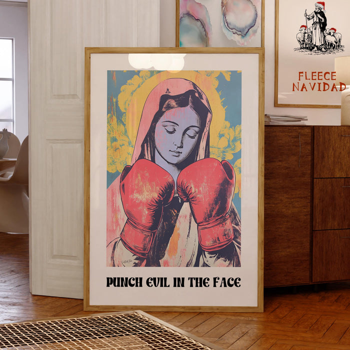 Funny Trendy Modern Christian Art Spiritual Art Religious Wall Art Hail Mary Catholic Meme Madonna Blessed Mother of Jesus Printable Art