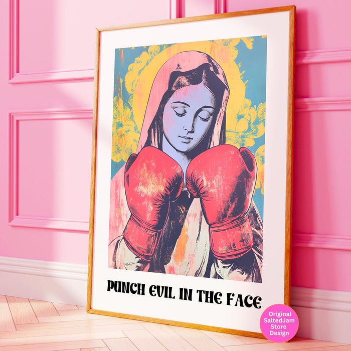 Funny Trendy Modern Christian Art Spiritual Art Religious Wall Art Hail Mary Catholic Meme Madonna Blessed Mother of Jesus Printable Art