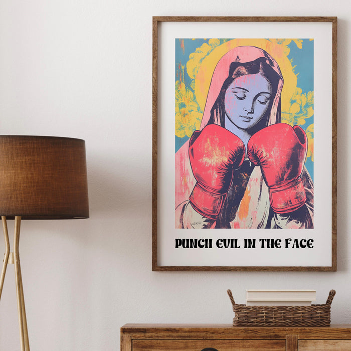 Funny Trendy Modern Christian Art Spiritual Art Religious Wall Art Hail Mary Catholic Meme Madonna Blessed Mother of Jesus Printable Art