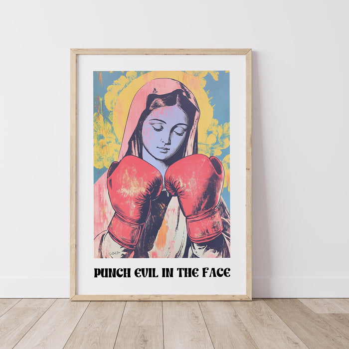Funny Trendy Modern Christian Art Spiritual Art Religious Wall Art Hail Mary Catholic Meme Madonna Blessed Mother of Jesus Printable Art