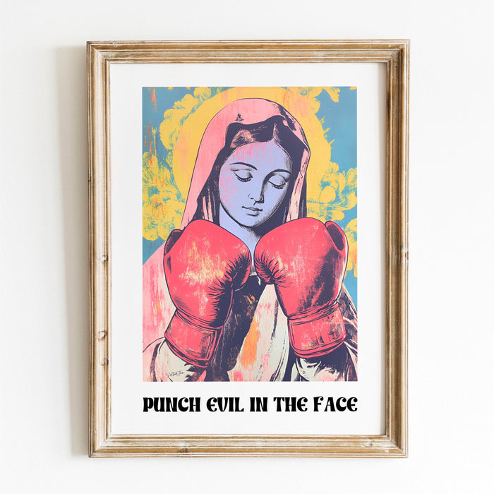 Funny Trendy Modern Christian Art Spiritual Art Religious Wall Art Hail Mary Catholic Meme Madonna Blessed Mother of Jesus Printable Art