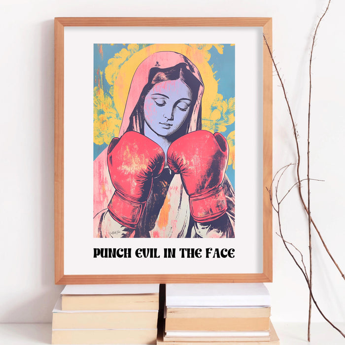 Funny Trendy Modern Christian Art Spiritual Art Religious Wall Art Hail Mary Catholic Meme Madonna Blessed Mother of Jesus Printable Art