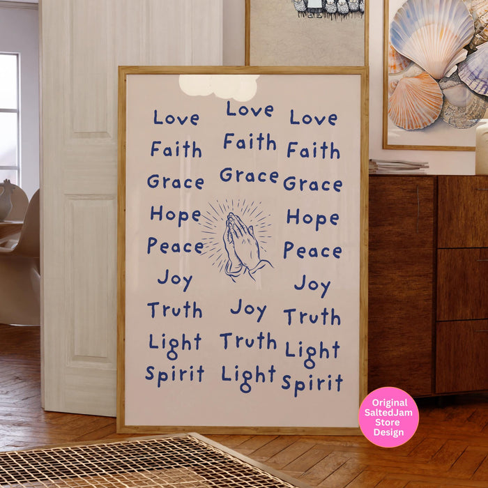 Modern Christian Art Christian Wall Art Scripture Wall Art Blue Wall Art Bible Verse Wall Art Spiritual Wall Art Religious Digital Download