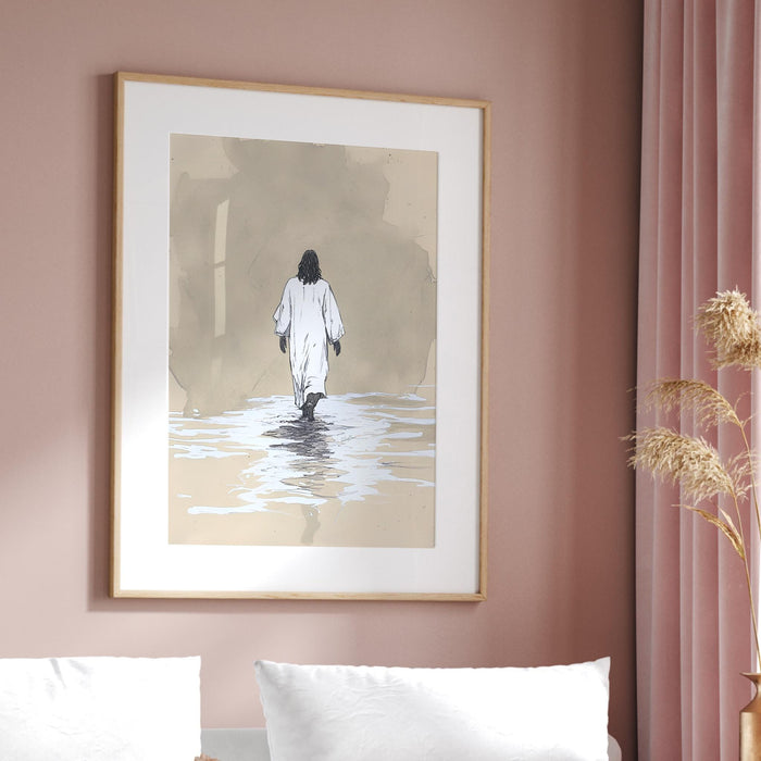 Jesus Christ Walking on Water Christian Art Digital Jesus Portrait I Will Walk With Christ LDS Jesus Bible Verse Wall Art Digital Print