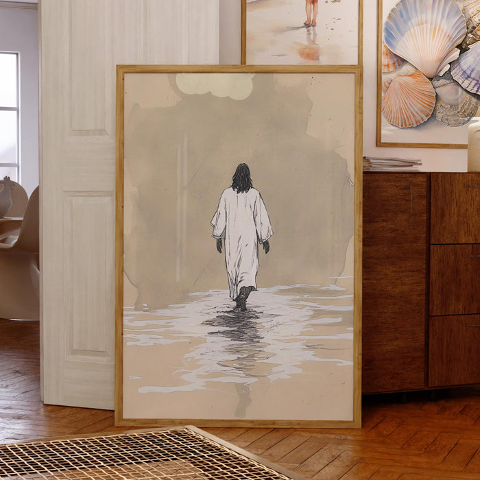 Jesus Christ Walking on Water Christian Art Digital Jesus Portrait I Will Walk With Christ LDS Jesus Bible Verse Wall Art Digital Print