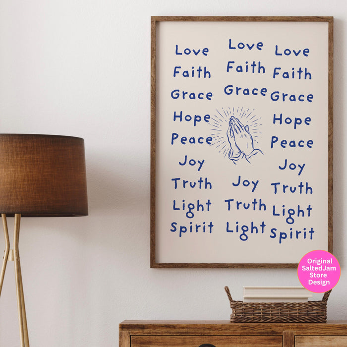 Modern Christian Art Christian Wall Art Scripture Wall Art Blue Wall Art Bible Verse Wall Art Spiritual Wall Art Religious Digital Download