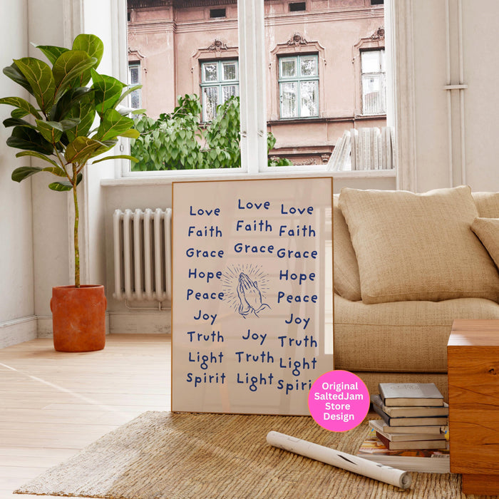 Modern Christian Art Christian Wall Art Scripture Wall Art Blue Wall Art Bible Verse Wall Art Spiritual Wall Art Religious Digital Download
