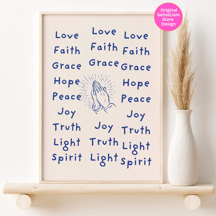 Modern Christian Art Christian Wall Art Scripture Wall Art Blue Wall Art Bible Verse Wall Art Spiritual Wall Art Religious Digital Download