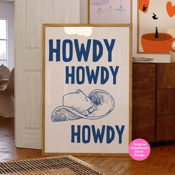 Howdy Western Art Prints Red Vintage Cowboy Art Wild West Art Retro Cowgirl Prints Western Gallery Wall Set Black Wall Art Digital Download