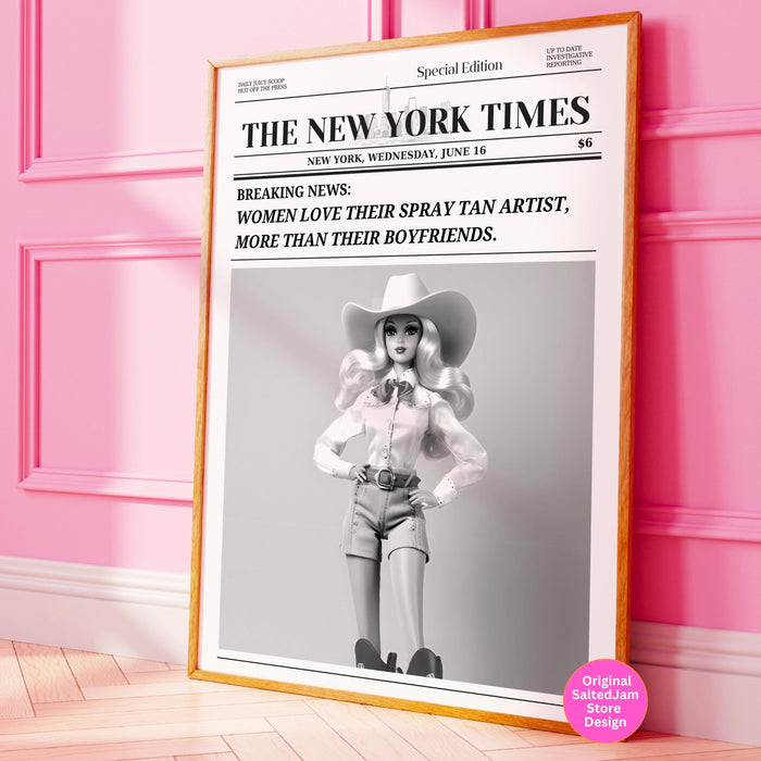 Trendy newspaper print spray tan artist tanning salon wall art preppy vintage wall art decor funny dorm decor wall salon decor printable