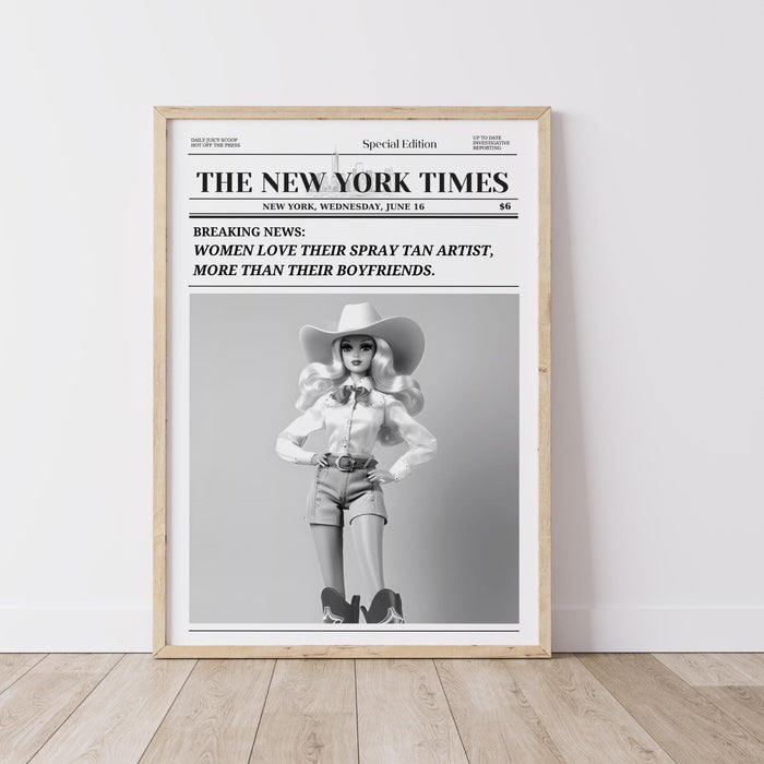 Trendy newspaper print spray tan artist tanning salon wall art preppy vintage wall art decor funny dorm decor wall salon decor printable