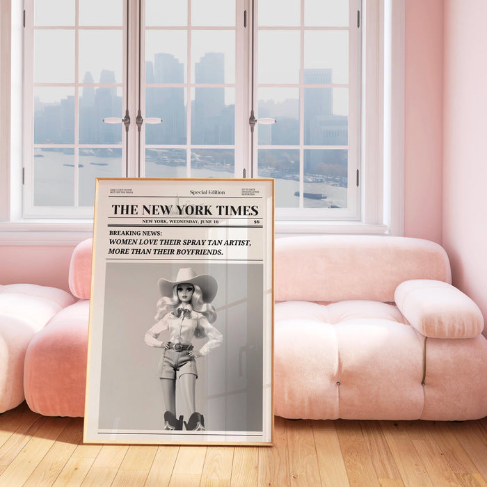 Trendy newspaper print spray tan artist tanning salon wall art preppy vintage wall art decor funny dorm decor wall salon decor printable