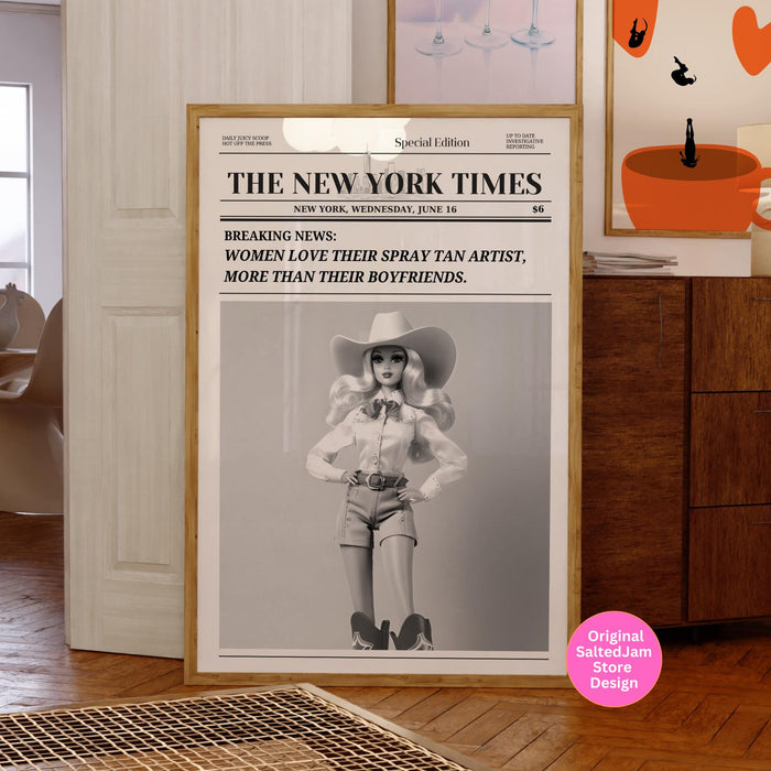 Trendy newspaper print spray tan artist tanning salon wall art preppy vintage wall art decor funny dorm decor wall salon decor printable