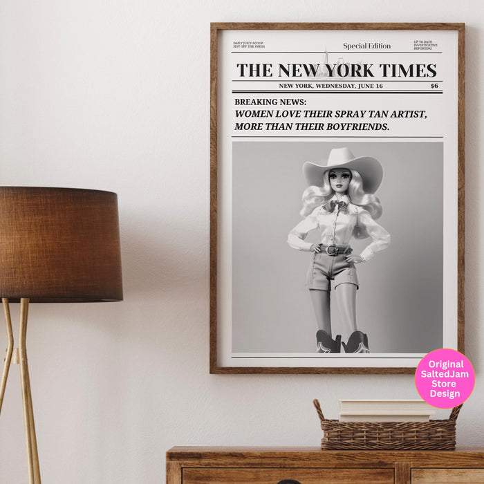Trendy newspaper print spray tan artist tanning salon wall art preppy vintage wall art decor funny dorm decor wall salon decor printable