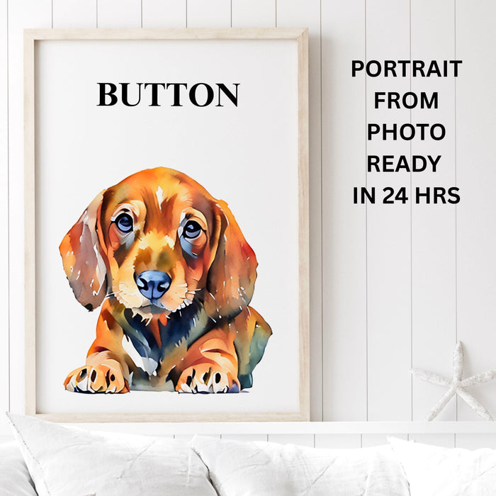 Personalized New Pet Portrait Watercolor Pet Painting Digital Painted From Photo Custom Gift Pet Memorial Print Dog Portraits Drawing Gift