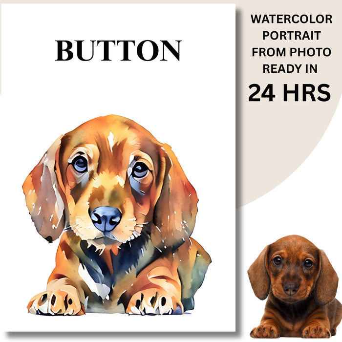 Personalized New Pet Portrait Watercolor Pet Painting Digital Painted From Photo Custom Gift Pet Memorial Print Dog Portraits Drawing Gift